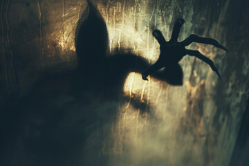 A dark demon shadow, showing the concept of the devil inside yourself - obrazy, fototapety, plakaty
