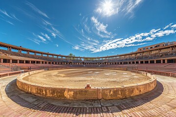 Empty round bullfight arena in Spain. Arena concept,