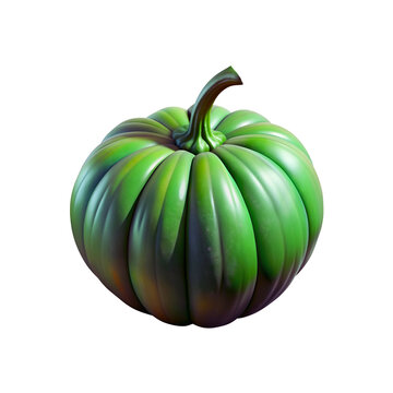 Green pumpkin 3D illustration png.