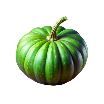 Green pumpkin 3D illustration png.