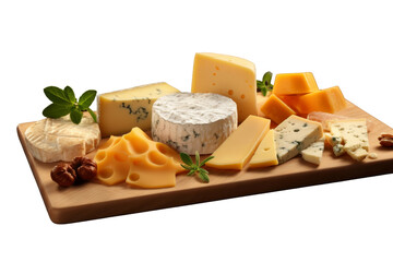 A Bounteous Board: A Feast of Fromage. On a White or Clear Surface PNG Transparent Background.
