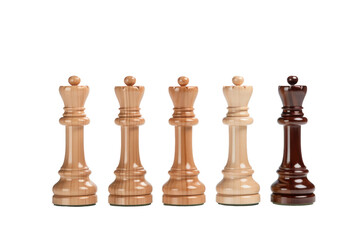 Symphony of Strategy: Chess Pieces Dance on White Canvas. On a White or Clear Surface PNG Transparent Background.