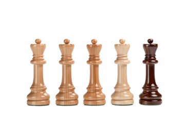 Symphony of Strategy: Chess Pieces Dance on White Canvas. On a White or Clear Surface PNG Transparent Background.