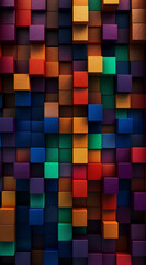 Different color wooden cubes pattern.