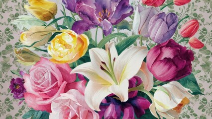 Watercolor Blooms Luxurious Floral Elements for Botanical Backgrounds and Invitations