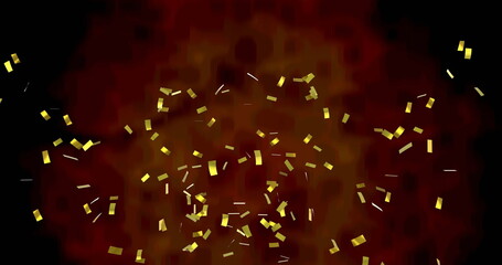 Image of gold confetti falling over red and black background