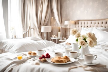 Fototapeta na wymiar breakfast in bed