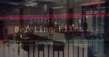 Image of statistics and data processing over office