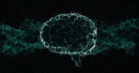 Image of digital model of human brain on black background