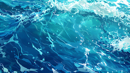 Top view of clear and blue water in the sea cartoon anime style  wallpaper