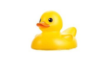The Serene Quack: A Yellow Rubber Duck Perched on a White Surface. On a White or Clear Surface PNG Transparent Background.