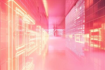 Obraz premium liminal space with pink neon lights