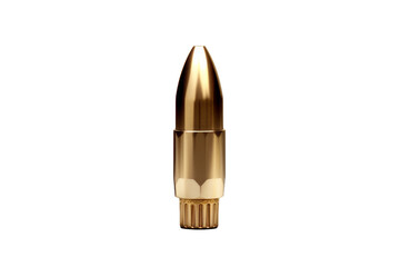 Gleaming Brass Bullet: Shining Elegance on a Blank Canvas. On a White or Clear Surface PNG Transparent Background.