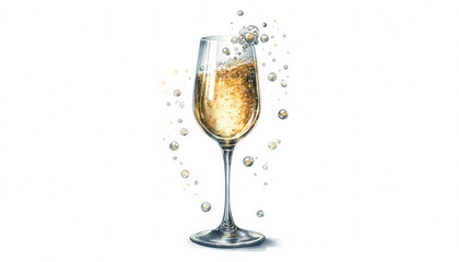 A fizzing champagne glass, designed to capture the essence of celebration and luxury