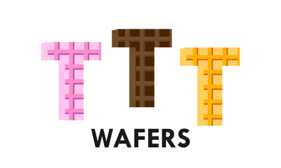 Letter t with wafer design logo template illustration