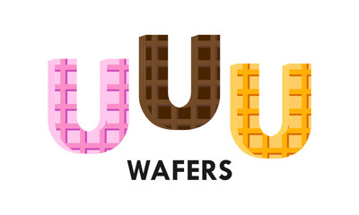 Letter u with wafer design logo template illustration