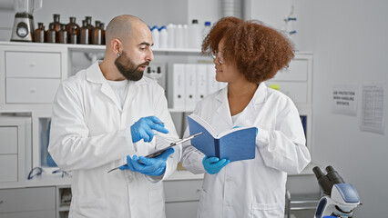 In the heart of the lab, two resolute scientists, checklist in hand, delve into a medical mystery,...