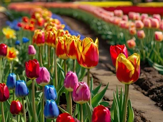 Muurstickers field of tulips © arts to hearts