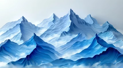 Papier Peint photo Chambre denfants Paper mountain landscape, blue mountains made of paper.