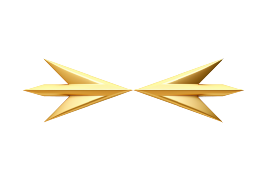 Gleaming Gold Arrows Dance on White Canvas. On a White or Clear Surface PNG Transparent Background. - Powered by Adobe
