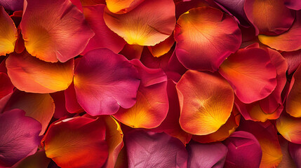 Colorful rose petals pattern seen up close