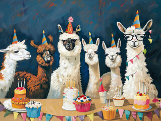 llamas at a party