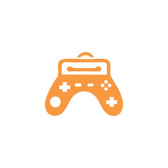 Orange and White Illustration of Gamepad Icon
