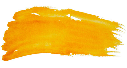 Yellow-orange brush stroke paint watercolor isolated on a transparent background. Color bubble.