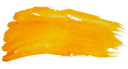 Yellow-orange brush stroke paint watercolor isolated on a transparent background. Color bubble.