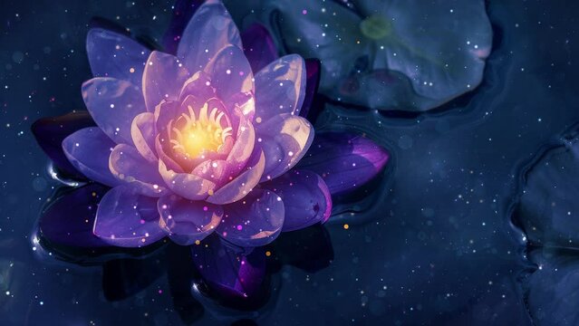 Lotus Flower in Tranquil Waters - Ethereal Harmony: Water Lily Dance in the Glow of Awareness