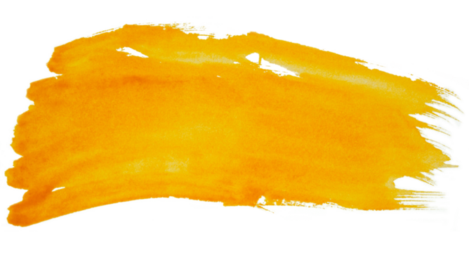 Yellow-orange brush stroke paint watercolor isolated on a transparent background. Color bubble.