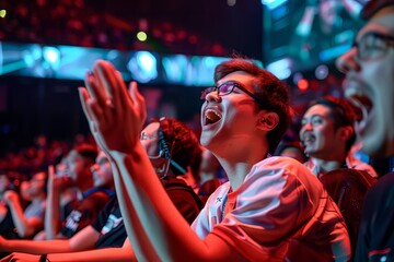 Fototapeta na wymiar Intense Emotions of Fans Watching Esports Competition