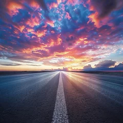 Tafelkleed sunset on the road © hallowen