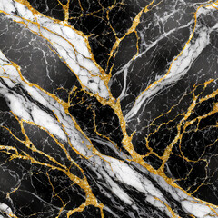 abstract black and white marble texture with some gold vein color