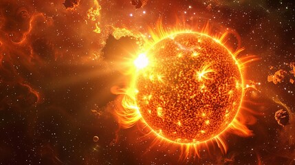 Obraz premium Solar System - Sun in space. science fiction wallpaper
