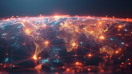 Global Connectivity: A Symphony of Trade and Communication. Concept Globalization, Trade Routes, Interconnected Economies, Cross-Cultural Exchange, Digital Networking