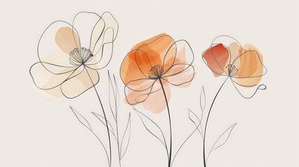 Elegant minimalist flower illustration, one line art style