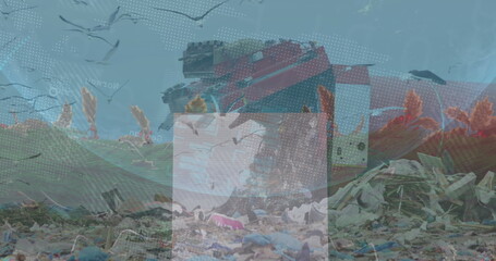 Image of data processing over rubbish dump