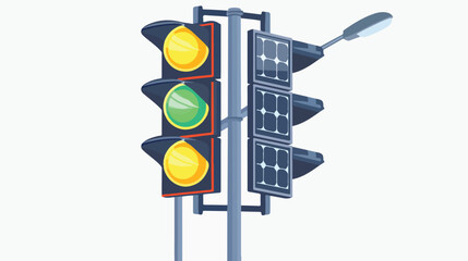 Solar panels on a pole for traffic light energy Flat