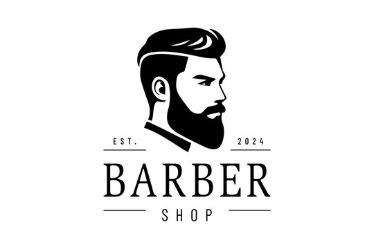 Barber shop logo, man with a beard