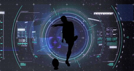 Image of scope scanning and data processing over rugby player