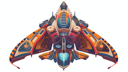 Spaceship that resembles a giant floating butterfly flat - obrazy, fototapety, plakaty