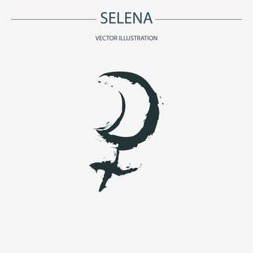 Astrological designations, aspects for astrologer. the meaning of the planets, study of astrology. Vector pictogram elements constellation illustration for ancient alchemy: selena