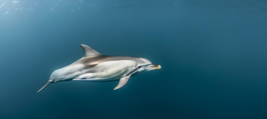 Dolphin: A playful dolphin photographed with underwater high-speed photography to capture its...