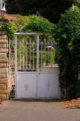 Gates and wickets, iron bars and forged patterns on the doors. City views on the streets, public...
