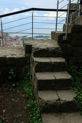 Stairs and steps, stone and concrete stairwells on the streets of Turkish cities, public places