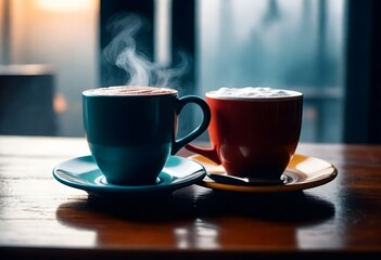 A Steaming Mug Of Hot Cocoa On A Cozy Cafe Table
