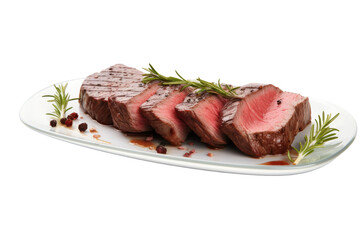 Succulent Steak With a Touch of Rosemary. On a White or Clear Surface PNG Transparent Background.