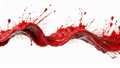 Blood flows in one line on white isolated background.