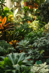 Fototapeta premium beautiful botanical shot with different houseplants in pots